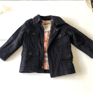 Burberry boys 18M Black Wool-Blend Peacoat Jacket